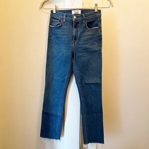 Reformation Jeans High‎ Rise Straight Leg Raw Hem Size 25